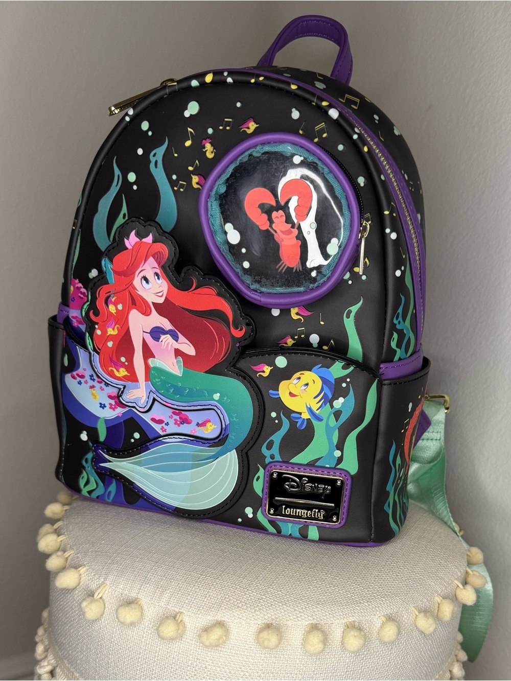 NWT Disney Loungefly The Little Mermaid Purple & Black Mini Backpack